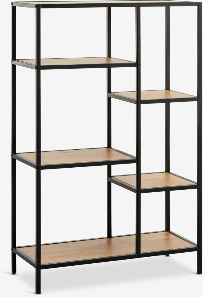 Polični element TRAPPEDAL 5 polica topli hrast boja/crna