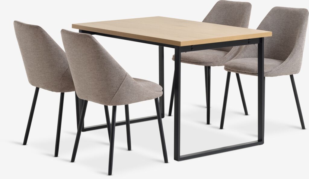 AABENRAA D120 stol topli hrast + 4 VELLEV pijesak/crna