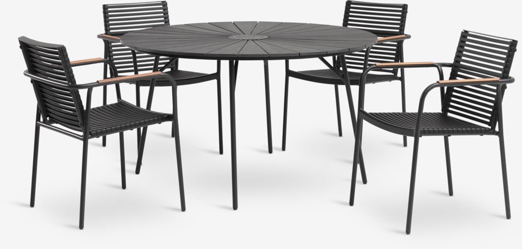 RANGSTRUP Ø130 stol + 4 NABE stolica crna