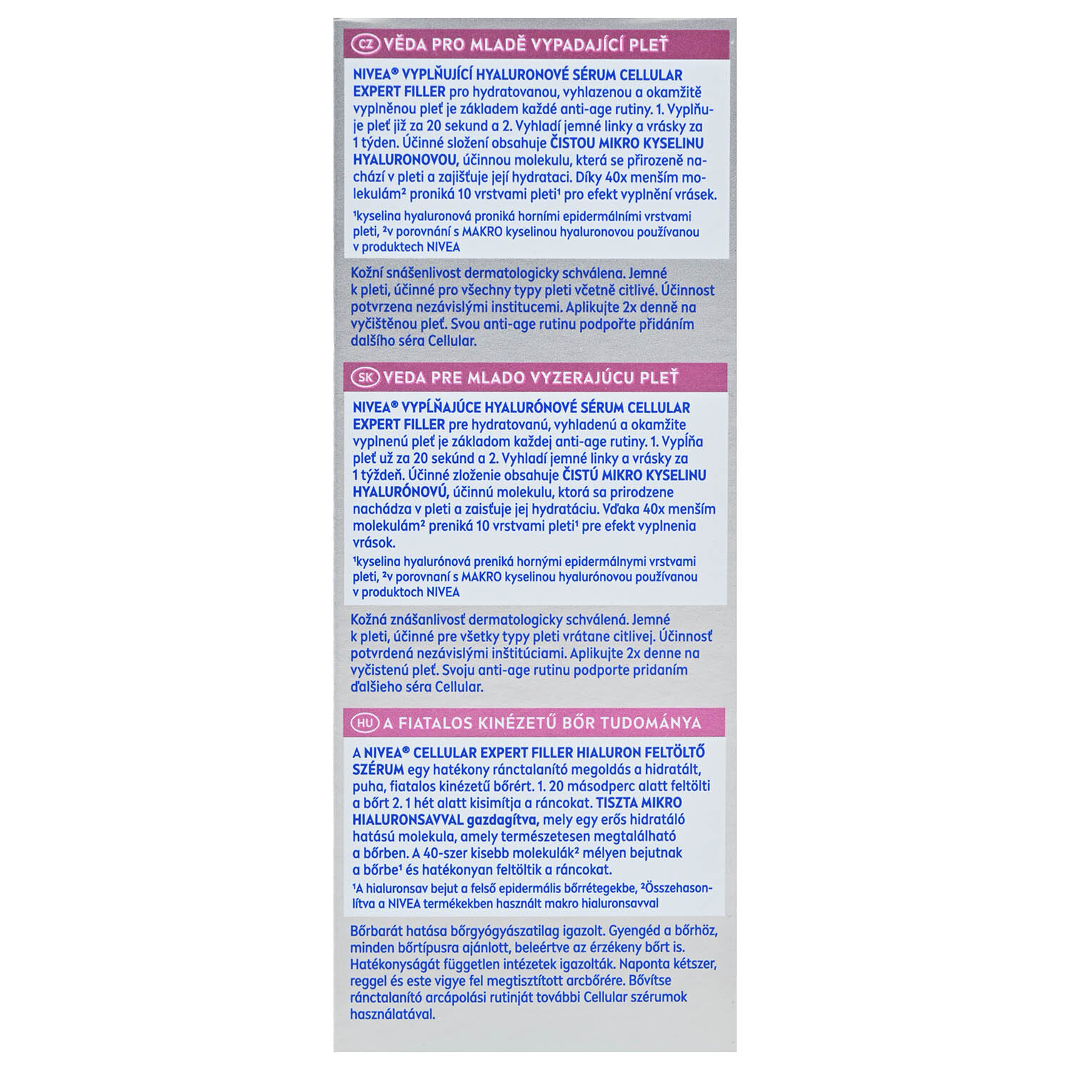 Nivea Expert Filler Cellular Hyaluron Serum za zategnutu kožu 30 ml