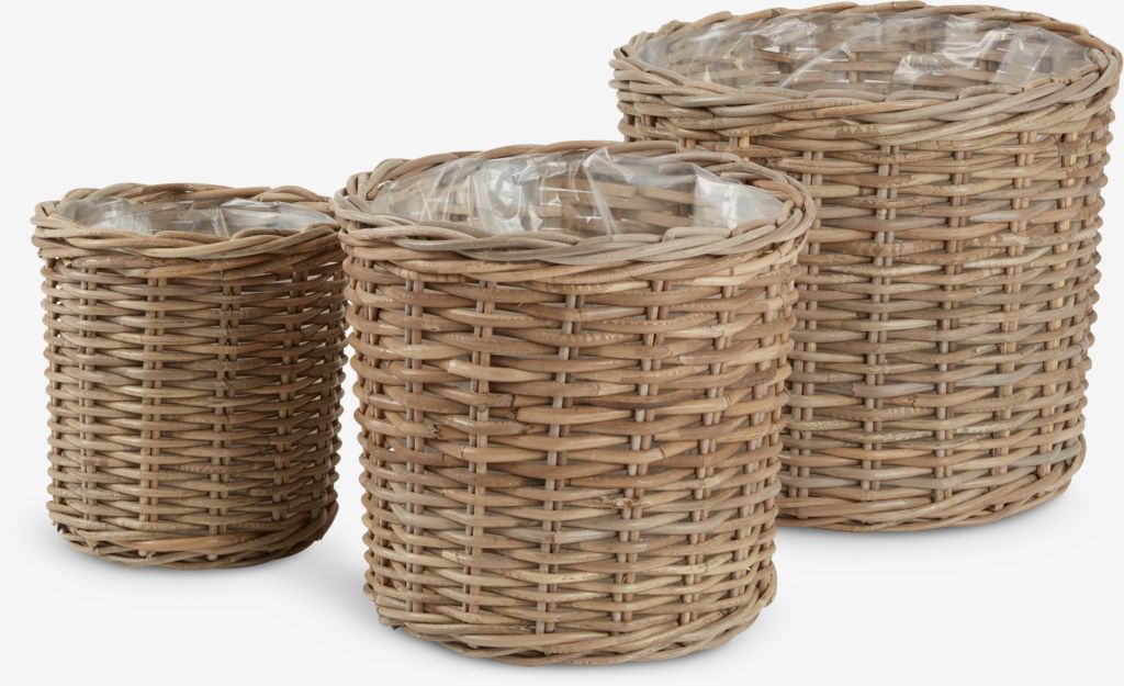 Košara za cvijeće SANSEBIE Ø40/33/25 kubu natur 3kom/set