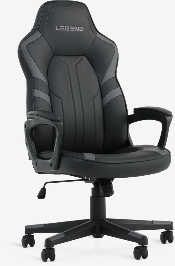 Gaming stolica FJELSTED crna umjetna koža/siva