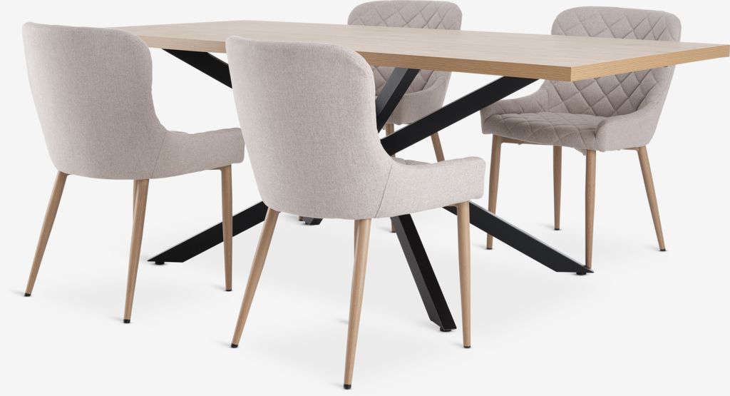 NORTOFT D200 topli hrast + 4 BELLINGE pijesak/natur hrast