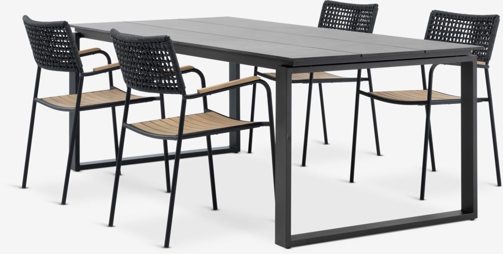 SONNERUP D215 stol siva + 4 AJSTRUP stolice crna
