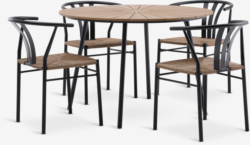 RANGSTRUP Ø110 stol natur/crna + 4 TAGMARK stolica