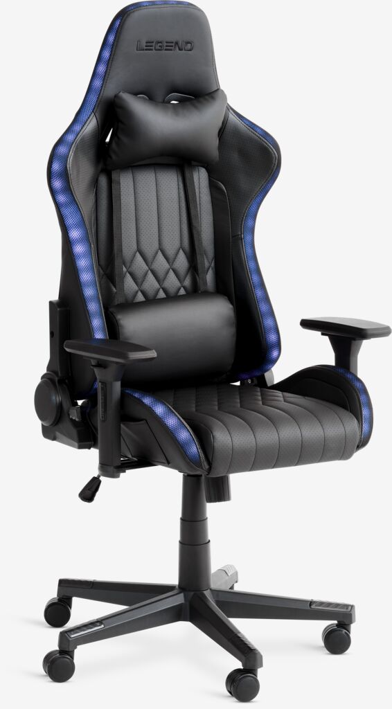 Gaming stolica RANUM s LED crna umjetna koža/crna