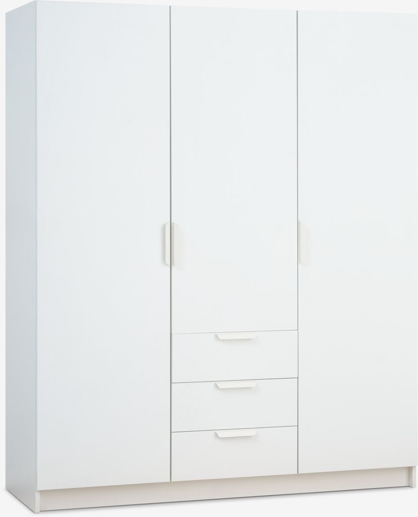 Ormar JENSLEV 144x176 3 vrata 3 ladice bijela