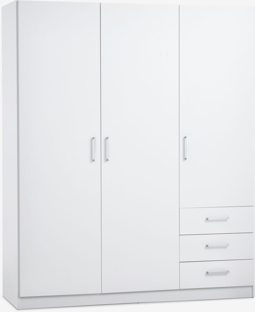 Ormar FANDRUP 145x176 3 vrata 3 ladice bijela