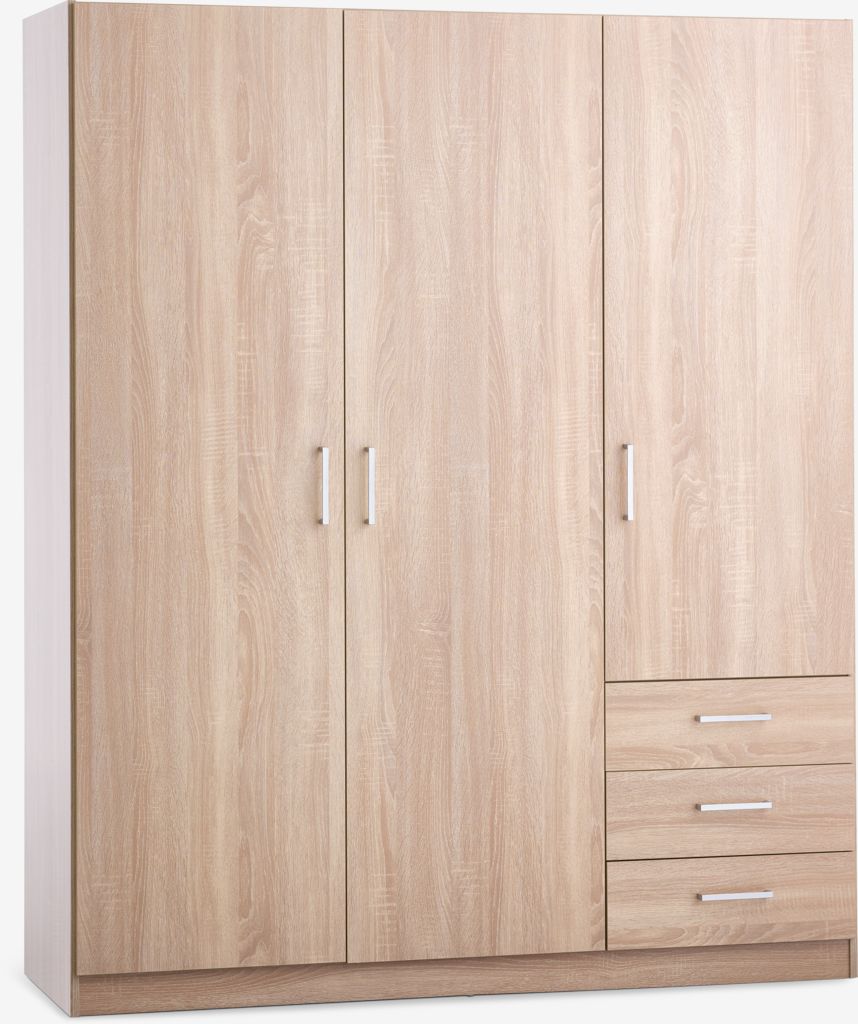 Ormar FANDRUP 145x176 3 vrata 3 ladice svijetli hrast