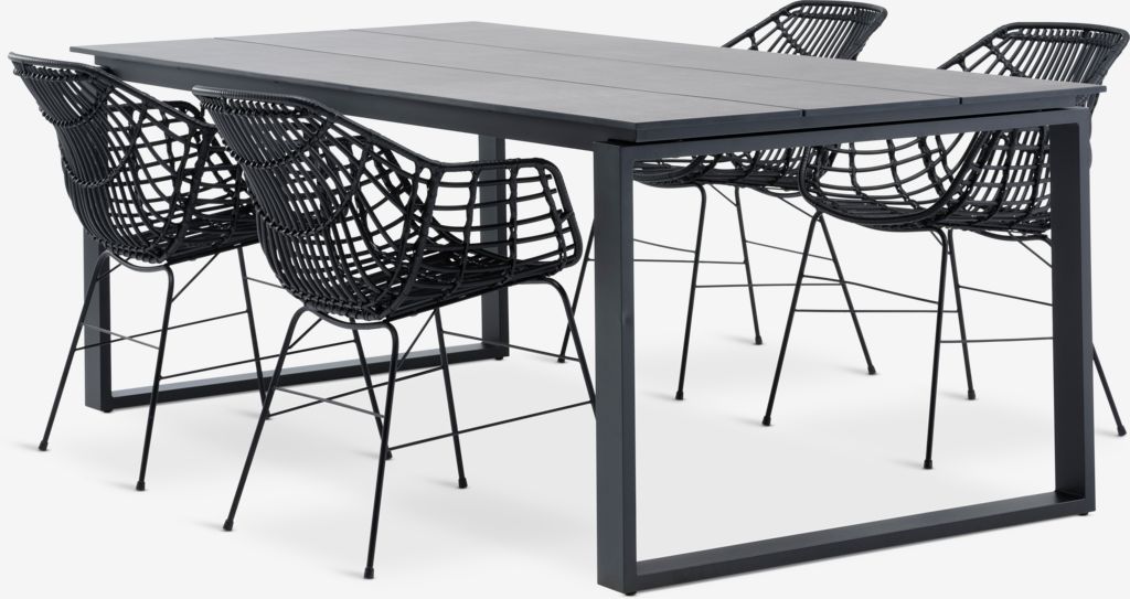 SONNERUP D215 stol siva + 4 ILDERHUSE stolica crna