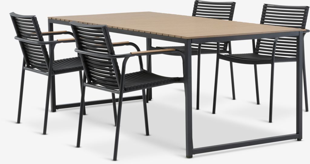 DAGSVAD D190 stol natur + 4 NABE stolica crna