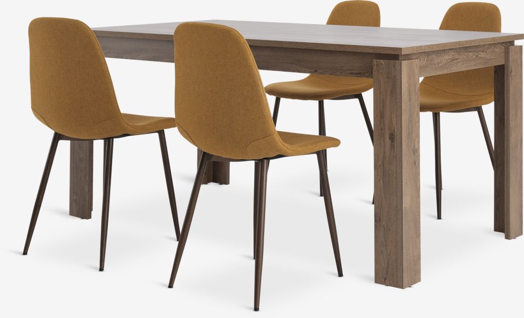VEDDE D160 stol divlji tamni hrast + 4 JONSTRUP curry