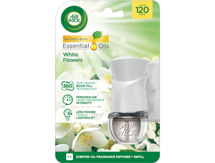 Airwick Essential Oils Električni osvježivač zraka Komplet White Flowers 1 kom