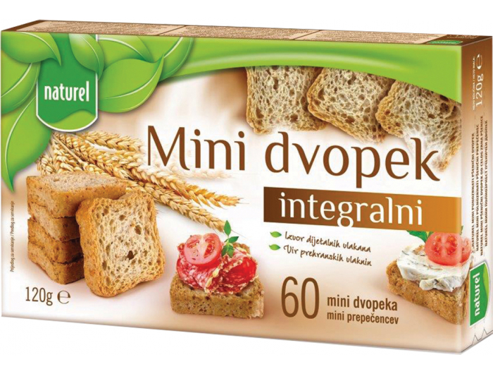 Naturel mini dvopek Integralni 120 g