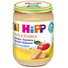 Hipp kašica jabuka i banana s dječjim keksom bio 190 g