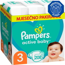 Pampers Active Baby Pelene, Veličina 3, mjesečno pakiranje 208/1
