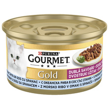 Purina gourmet gold hrana za mačke morska riba u umaku s špinatom 85 g