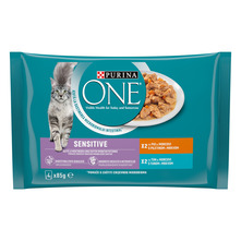 Purina One Sensitive Hrana za mačke piletina, tuna, mrkva 4x85 g